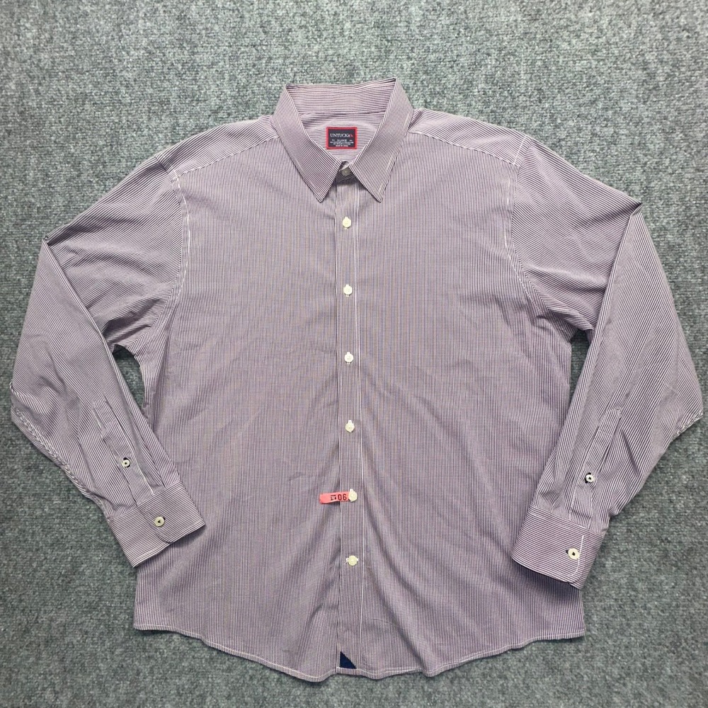 UNTUCKit Shirt Mens XL Purple Gingham‎ Micro Check Long Sleeve